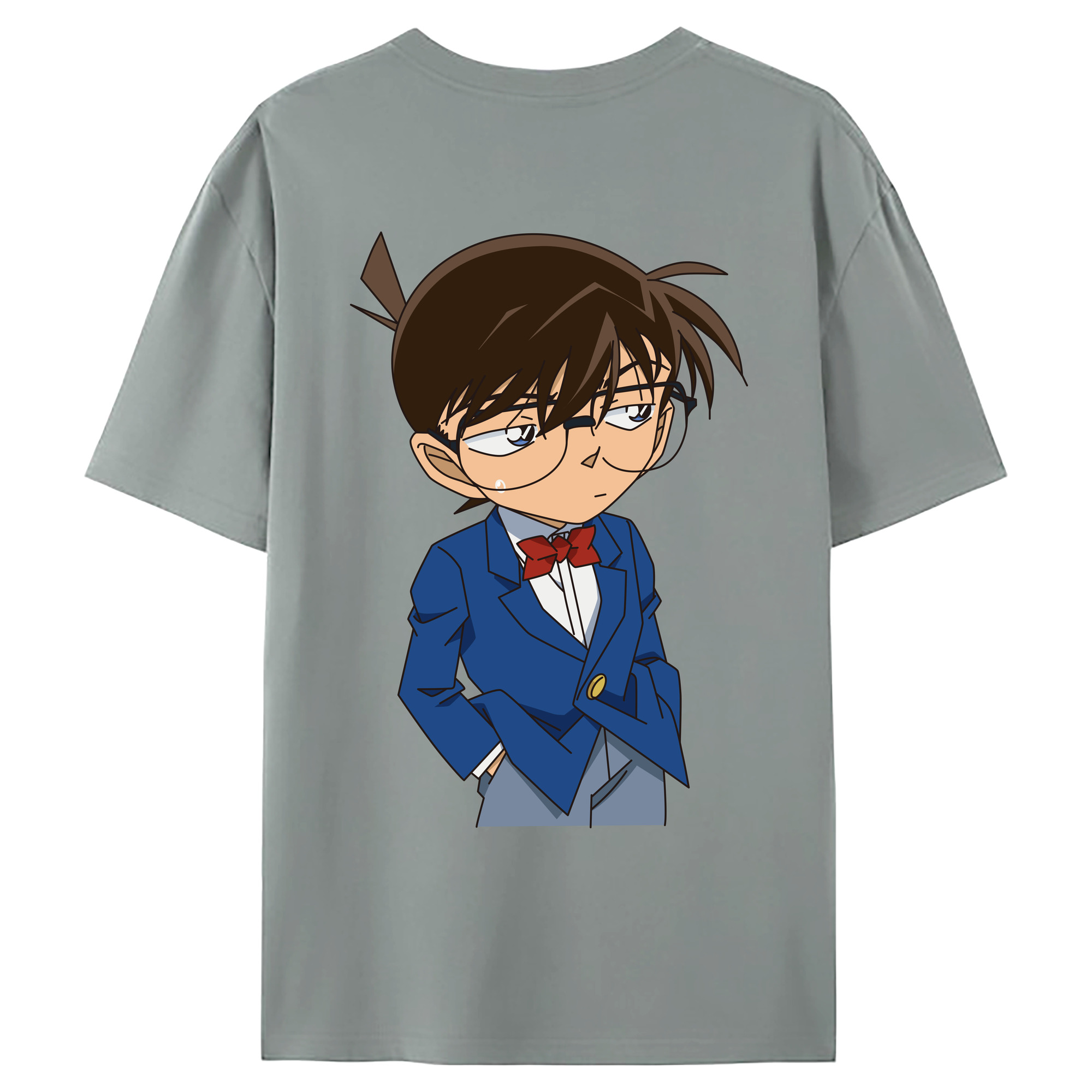 （画像用） 名探偵コナン 江戸川 コナン Detective Conan Conan Edogawa 綿100％ メンズ半袖Tシャツ（バックプリント） 通気性